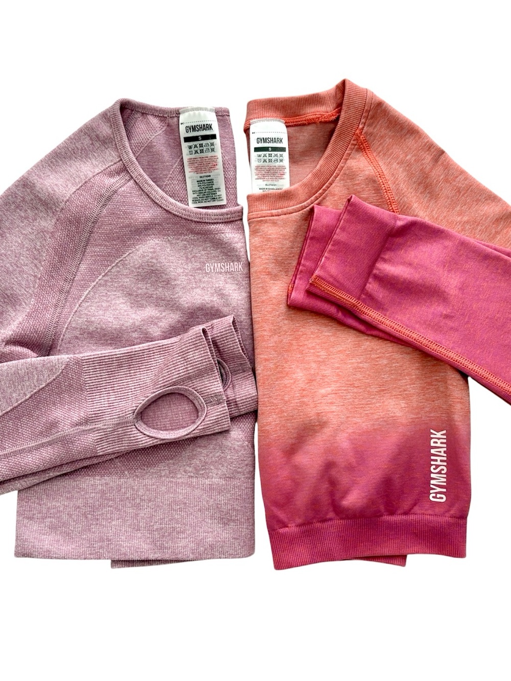 Gymshark Women's Bundle of two Long Sleeve Cropped Tops Size S Athetic GYM Yoga